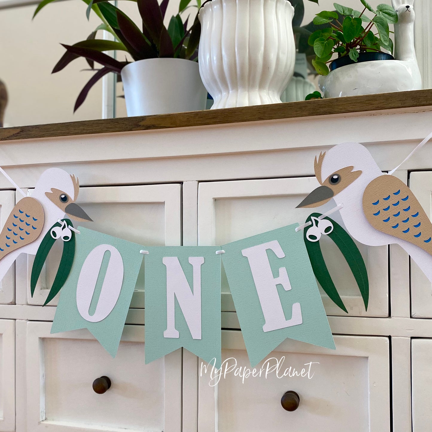 Kookaburra native bird birthday banner.
