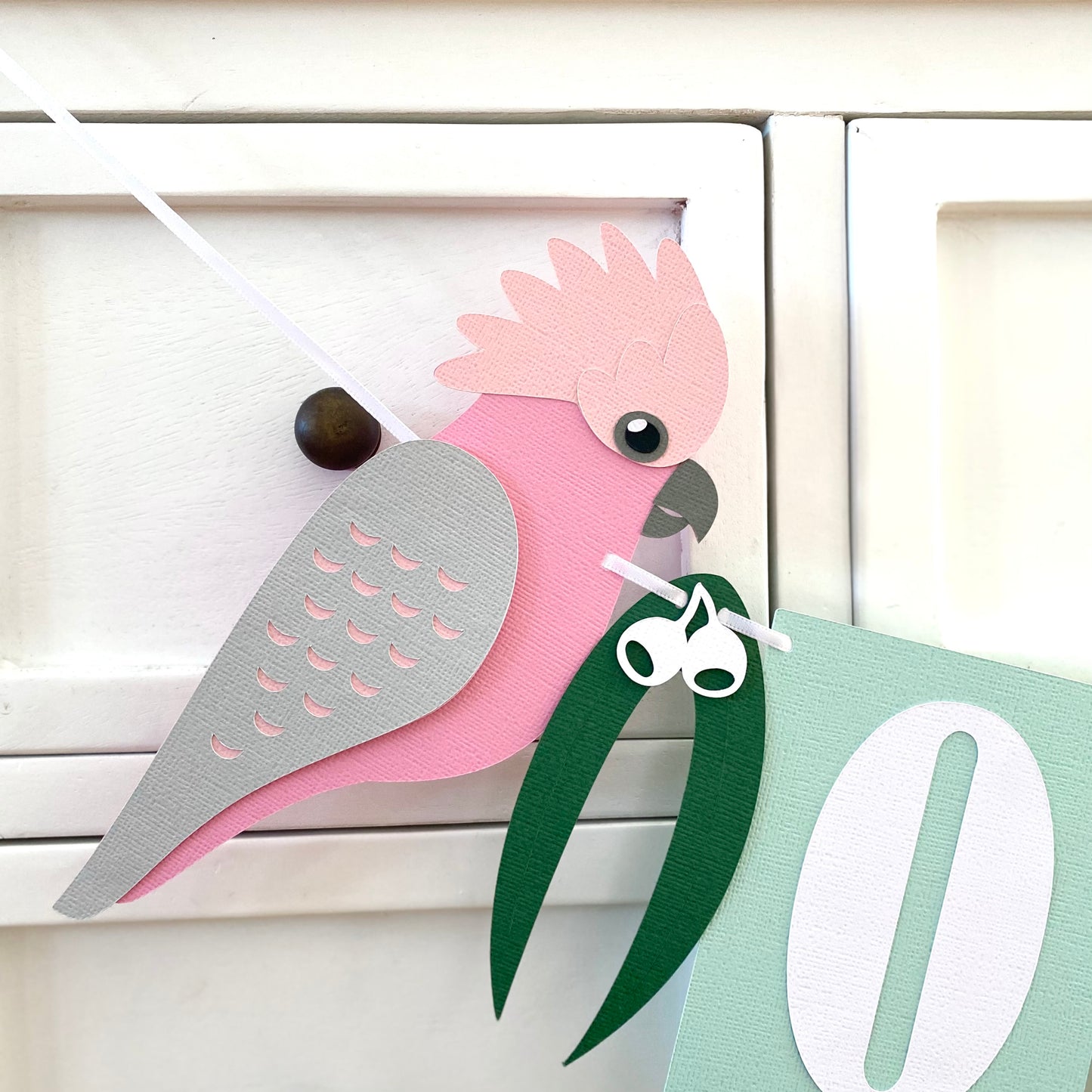 Pink cockatoo galah native bird cockatwo birthday banner.