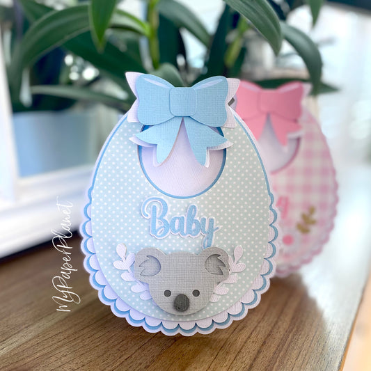 Baby bib card, new baby.