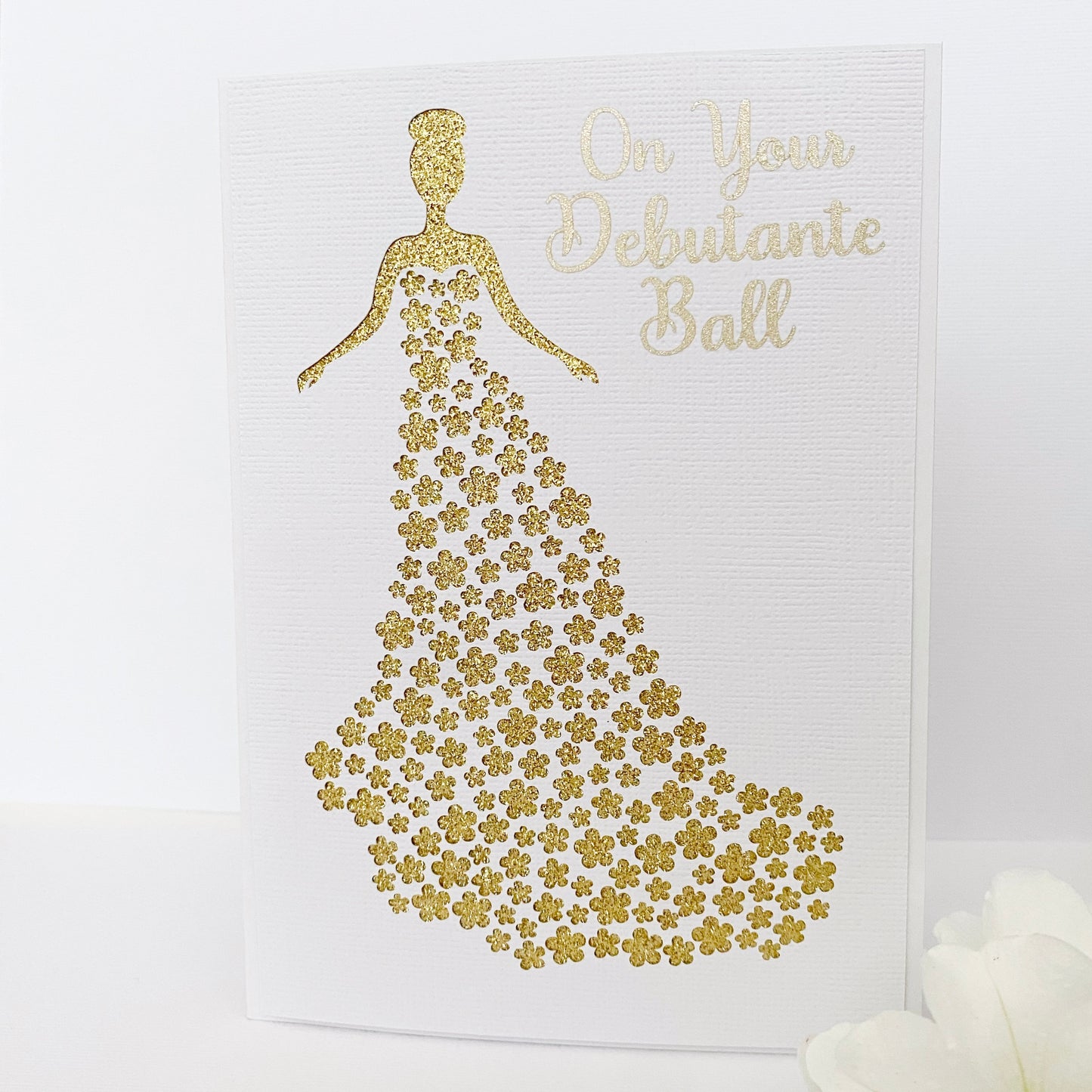 On your debutante ball, floral debutante card.