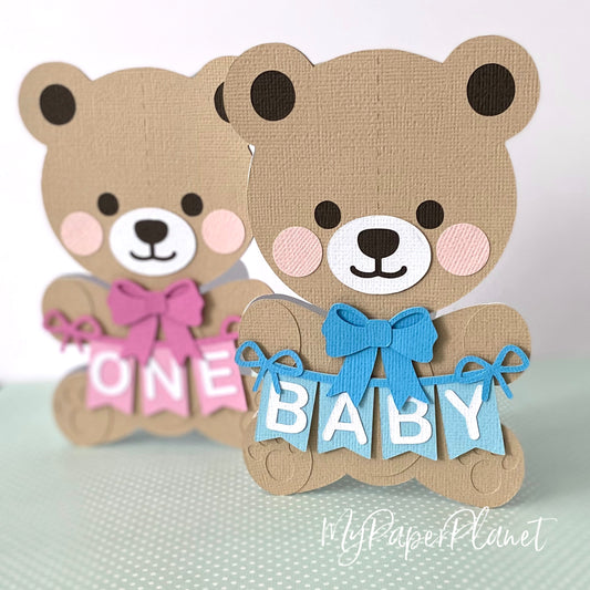 Teddy Bear card, new baby, first birthday.