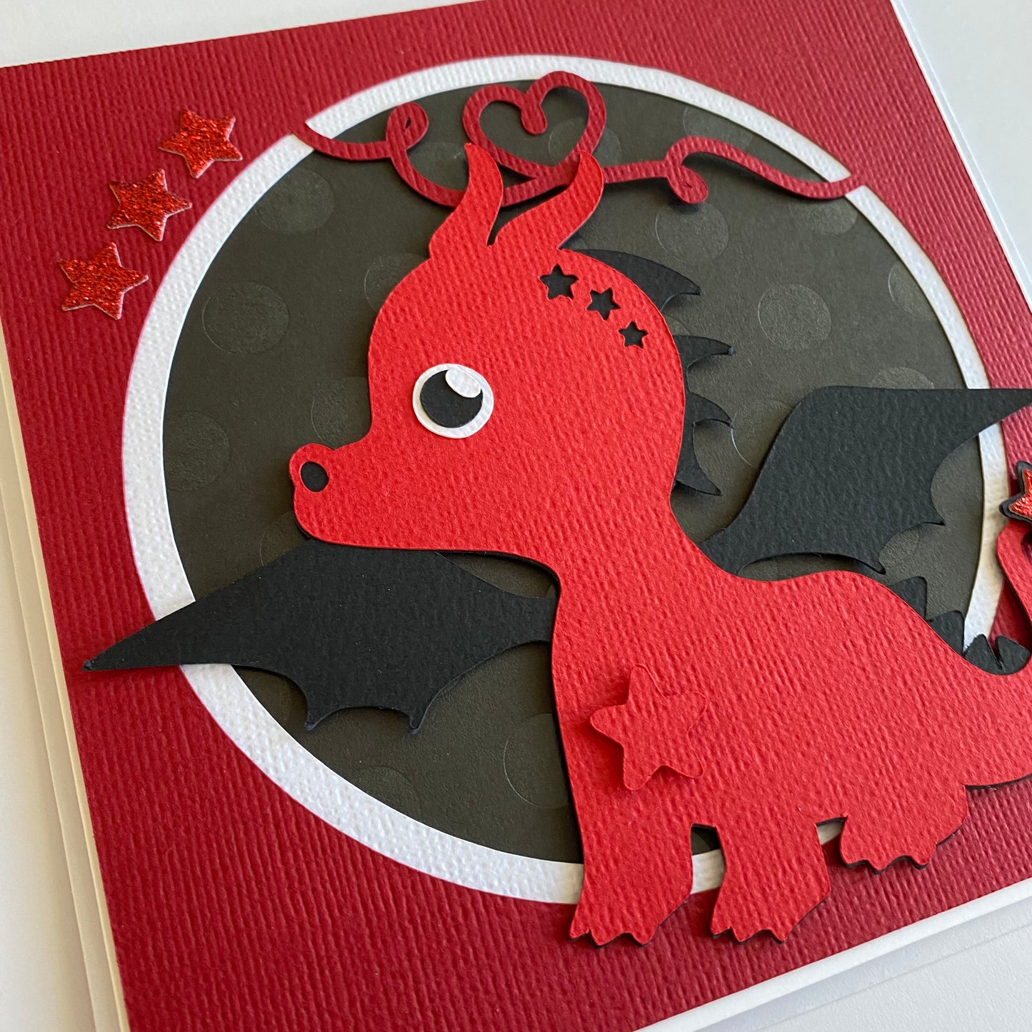 Red and Black Dragon Blank Birthday card.