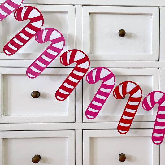 Christmas Candy Cane Garland. Red or Bright Pink.