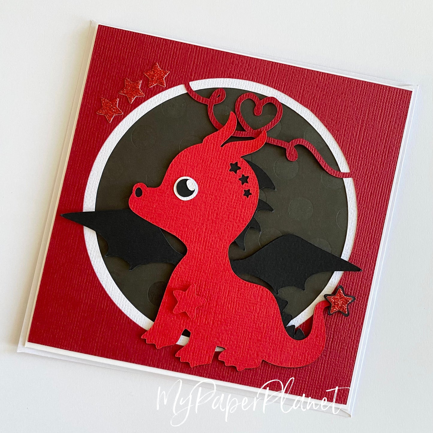 Red and Black Dragon Blank Birthday card.