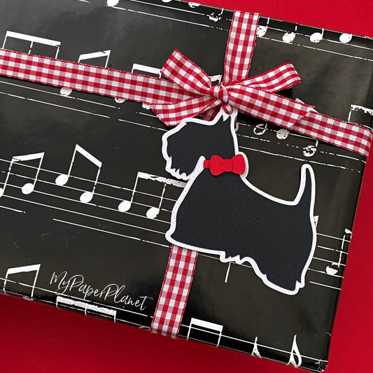 Christmas Scottie Dog gift tags. Scottish terrier with bow.