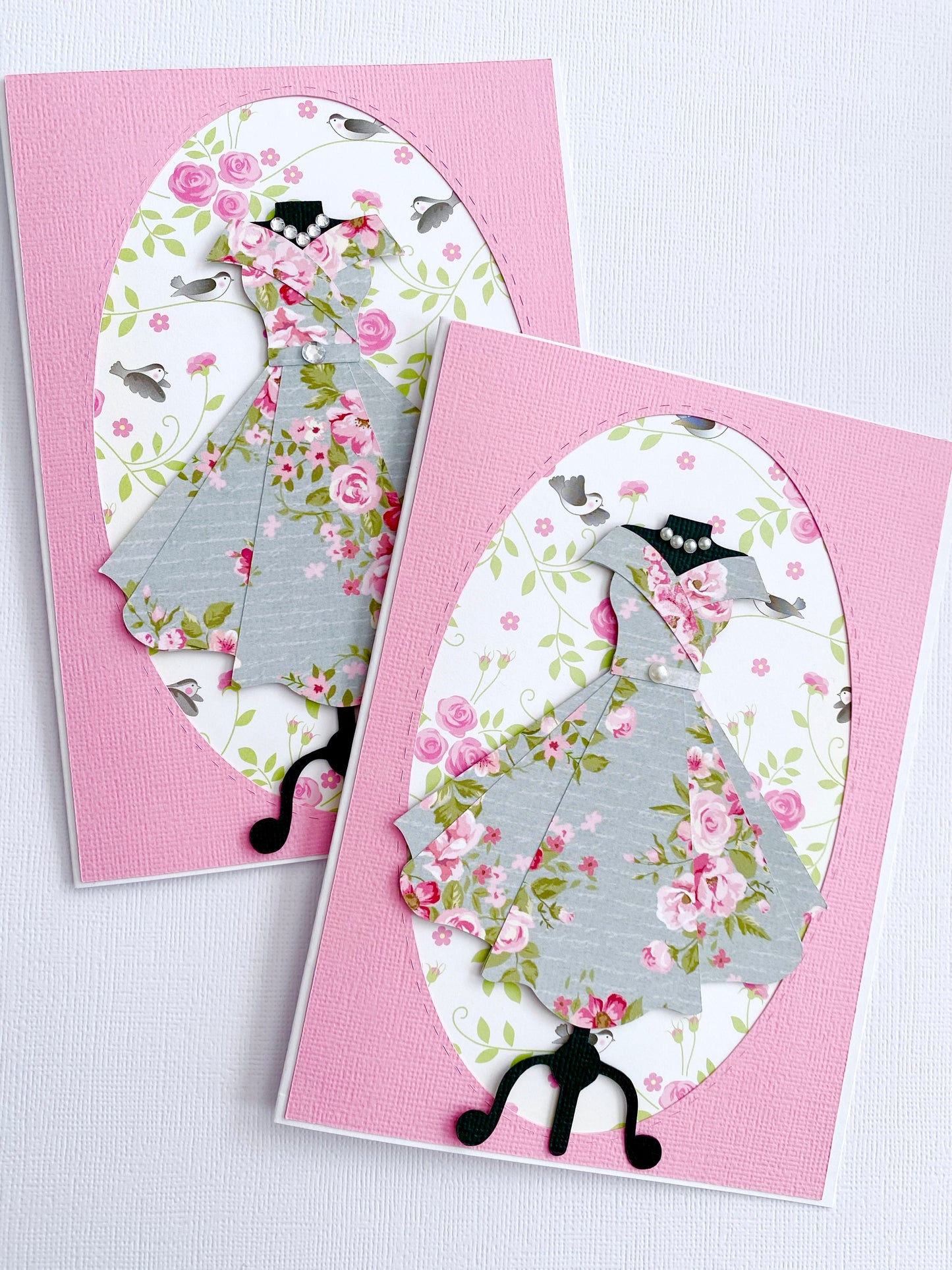 Floral Dress cards, birthday card.