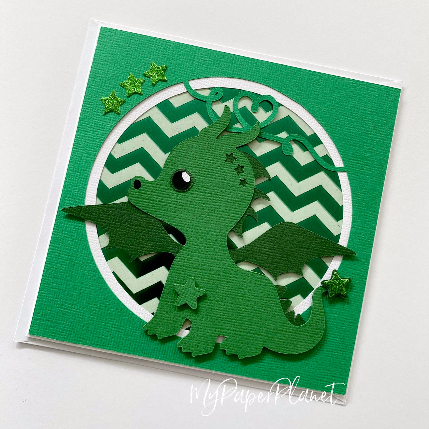 Green Dragon Blank Birthday card.