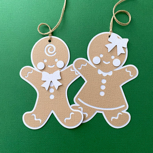 Gingerbread person gift tags, Christmas gift wrapping.