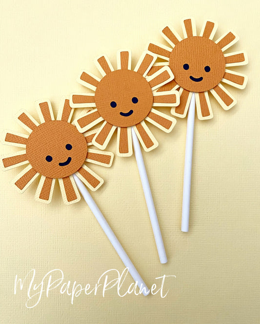 Sunshine Cupcake Toppers. Boho sunshine, first lap around the sun.