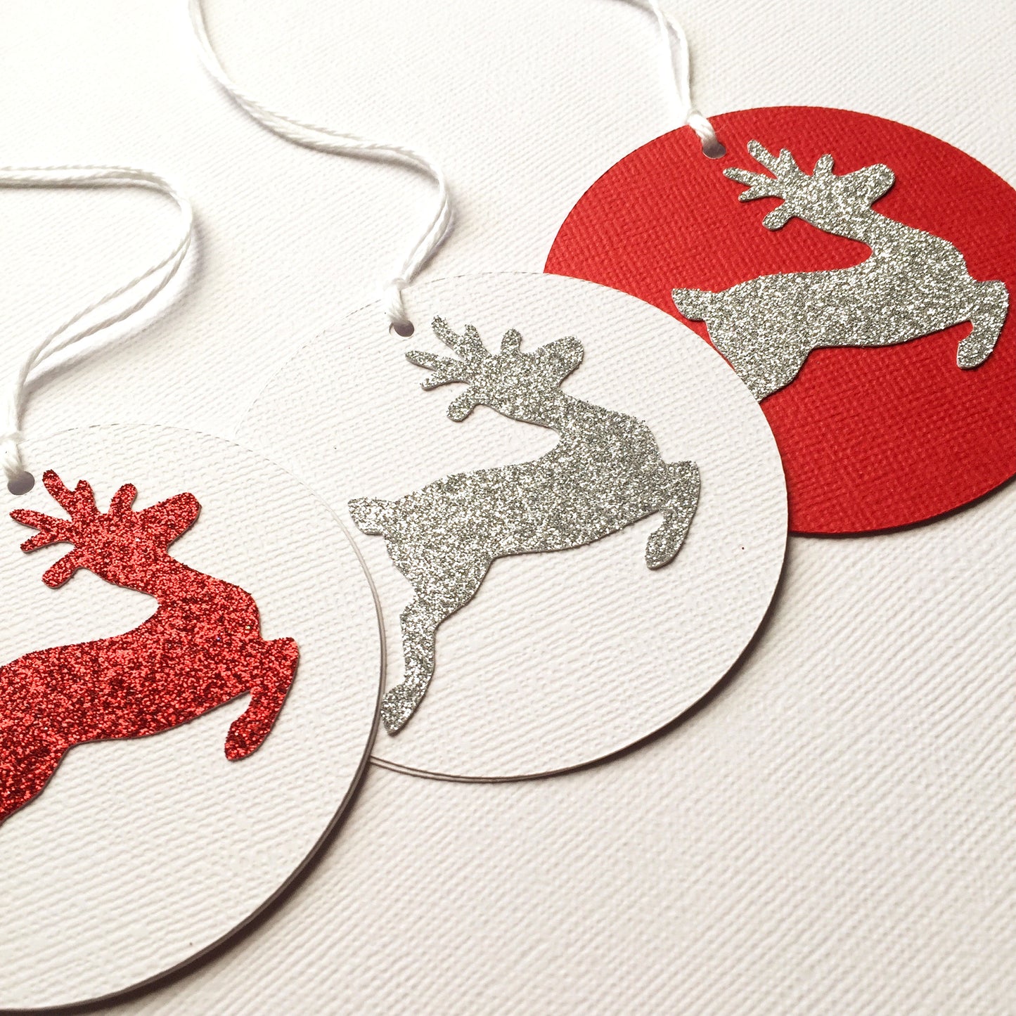 Reindeer Silver Glitter gift tags