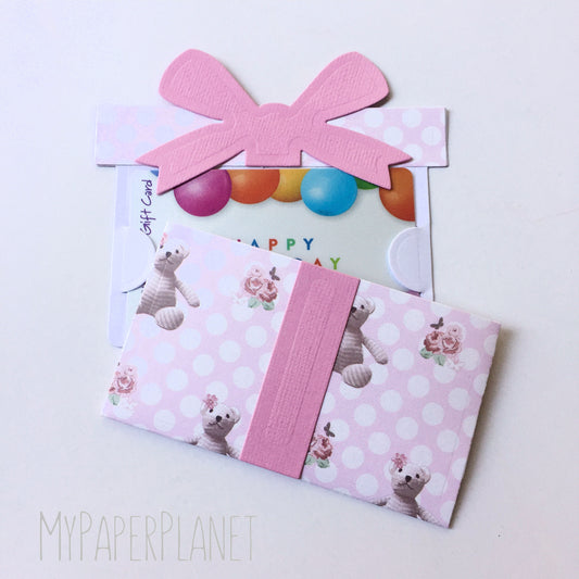 Gift Card Holder - Baby Pink Teddy Bear