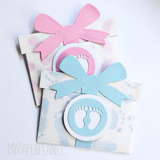 Gift Card Holder - Baby Feet Pink or Blue