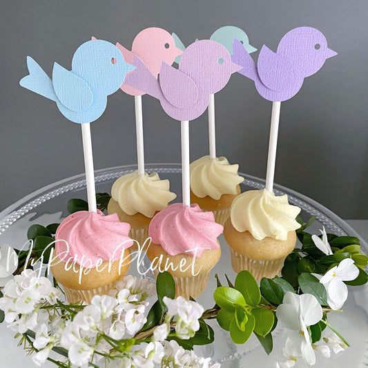 Little Bird Pastel Cupcake Toppers.
