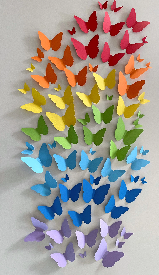 Butterfly Rainbow wall shapes, party decor.