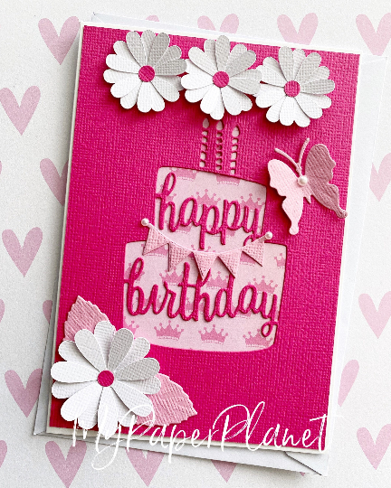 Daisy Happy Birthday card in pink.