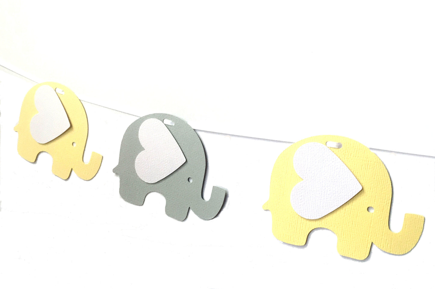 Elephant Banner Pastel Yellow and Grey
