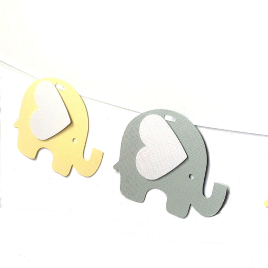 Elephant Banner Pastel Yellow and Grey