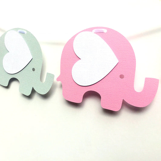 Elephant Banner Pink and Grey