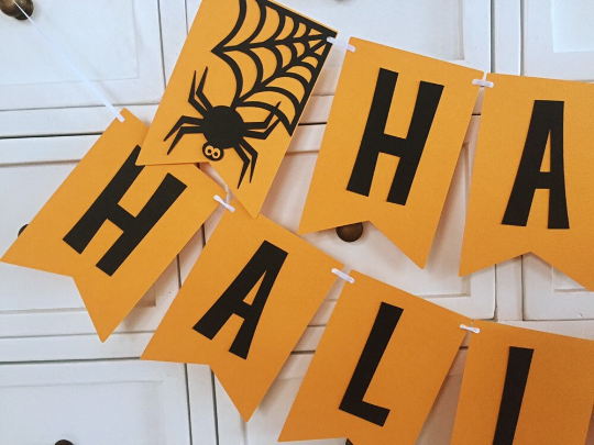 Halloween or Trick Or Treat banner. Halloween decor, spider and cobweb.