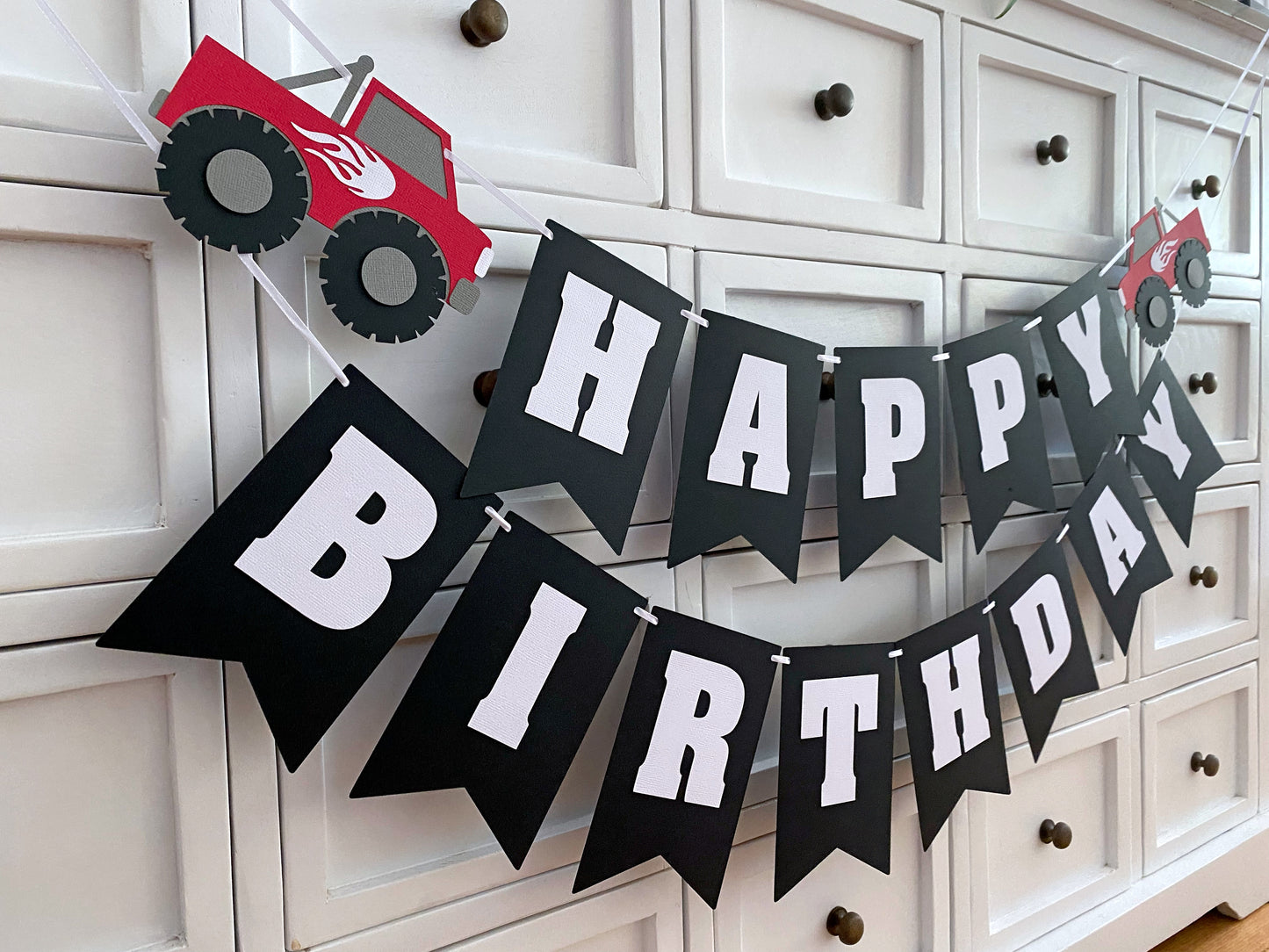Monster Truck Happy Birthday party banner