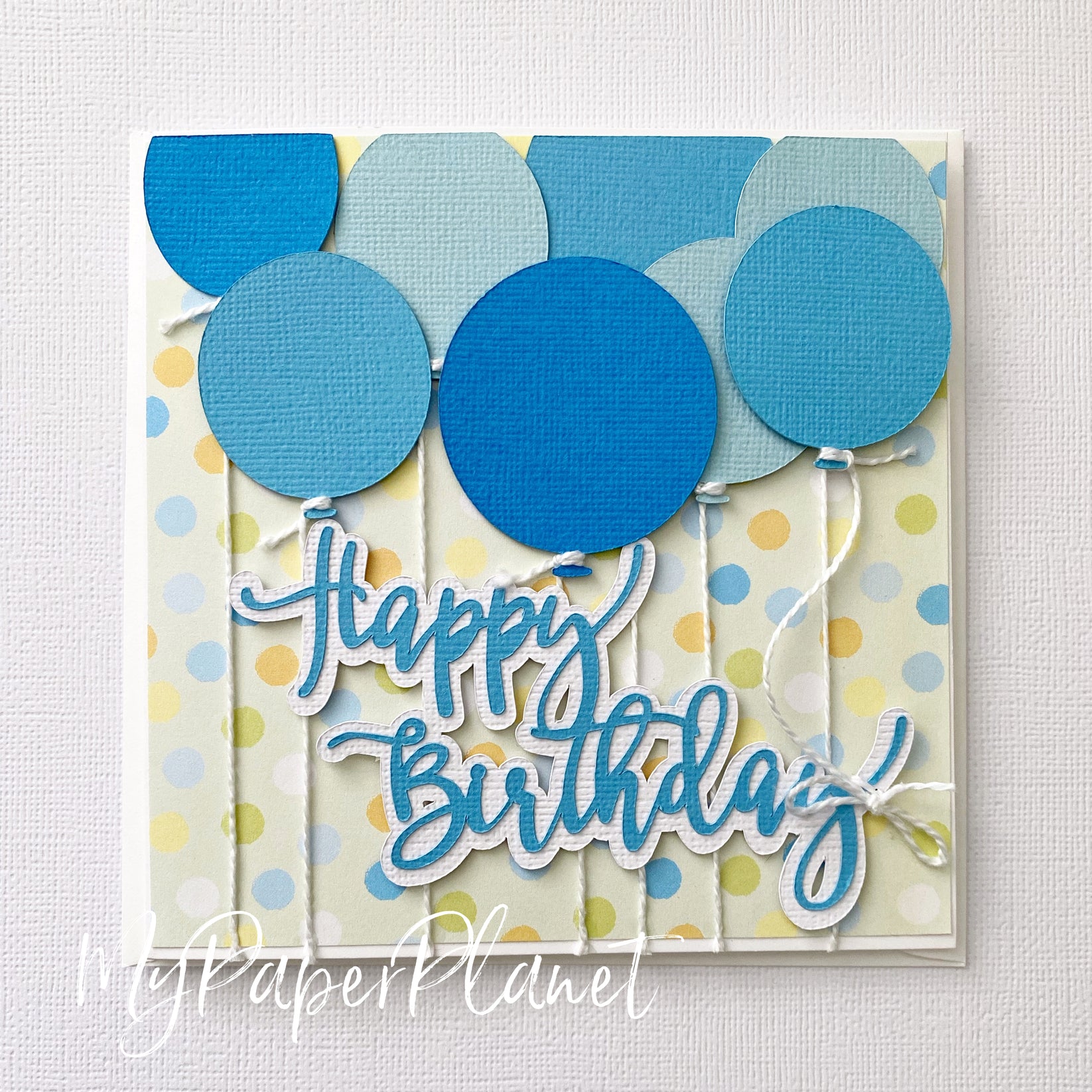 Blue Balloons happy birthday card. – My Paper Planet