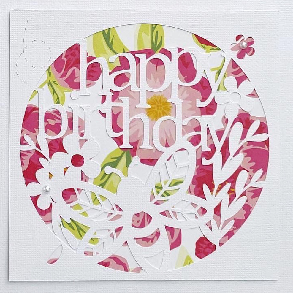 Bee Happy Birthday card. Floral greeting card.