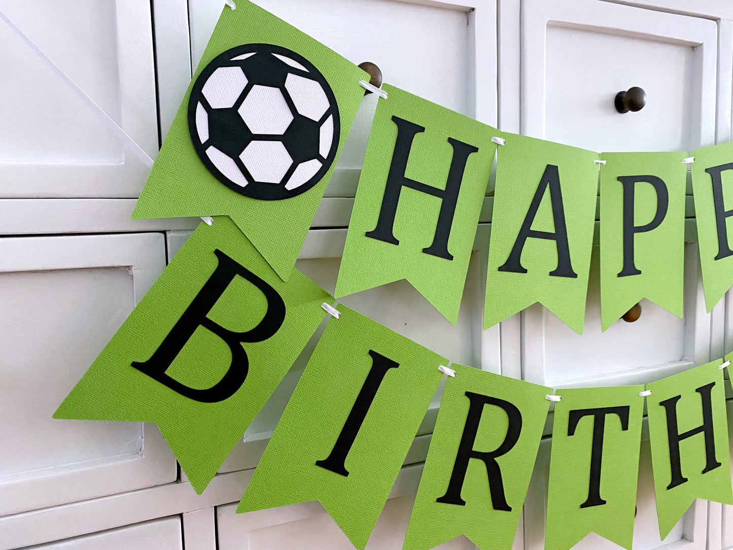 Soccer Ball Happy Birthday party banner.