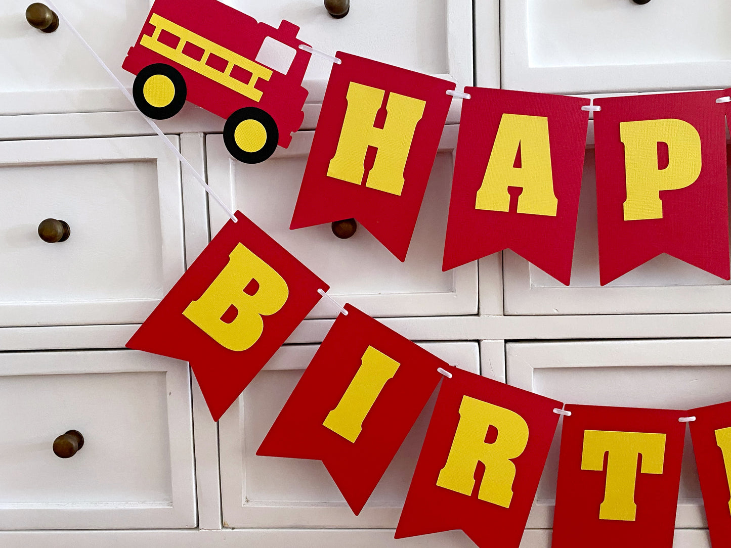 Fire Truck Happy Birthday banner