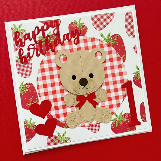 Teddy Bear birthday card. Beary sweet, teddy bears picnic. First birthday.
