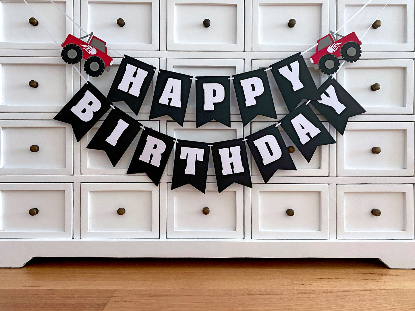 Monster Truck Happy Birthday party banner