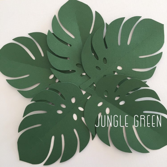 Tropical Leaf shapes. Green ombre safari or jungle leaves, monstera leaf.