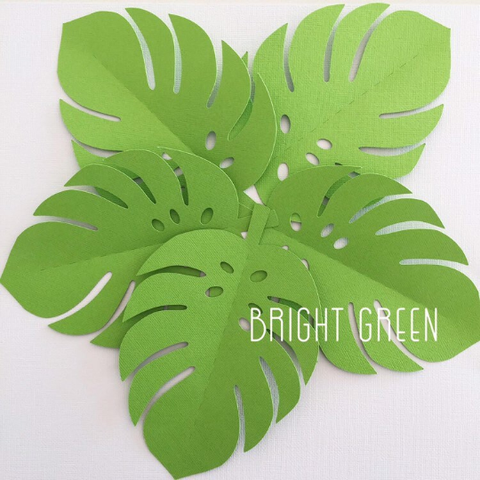 Tropical Leaf shapes. Green ombre safari or jungle leaves, monstera leaf.