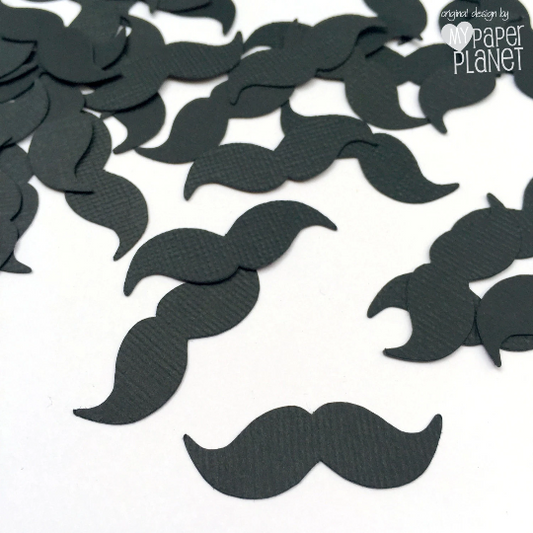 Black moustache shapes. Confetti, baby shower table scatters.