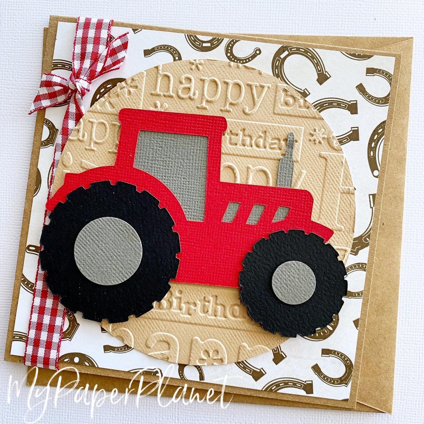 Tractor Birthday card, red or green.